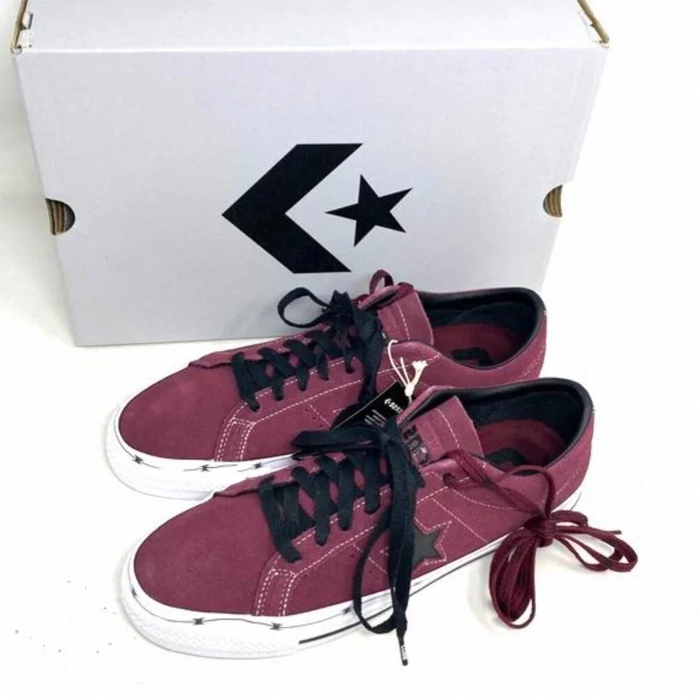 Converse One Star Pro OX Shoes Low Men's Sneakers A05091C Bordeaux Suede Skate - Picture 8 of 12